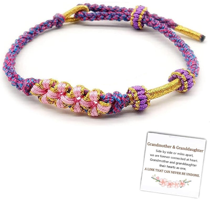 DivaGlamz To My Granddaughter-Infinity Forever Love Heart Bracelet, Natural Emperor Stone Double Layer Purple Beaded Woven Wrap Bracelets Adjustable Mind Peace Gift Jewelry - Image 1